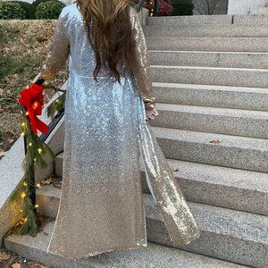 Alexia Admor Silver/Gold Ombre Sequined Duster - Medium